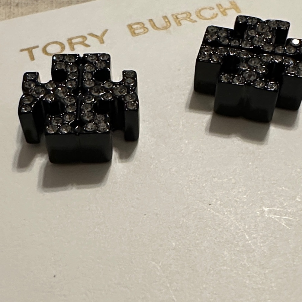 Tory Burch Black and Silver Stud Earrings - Picture 10 of 10